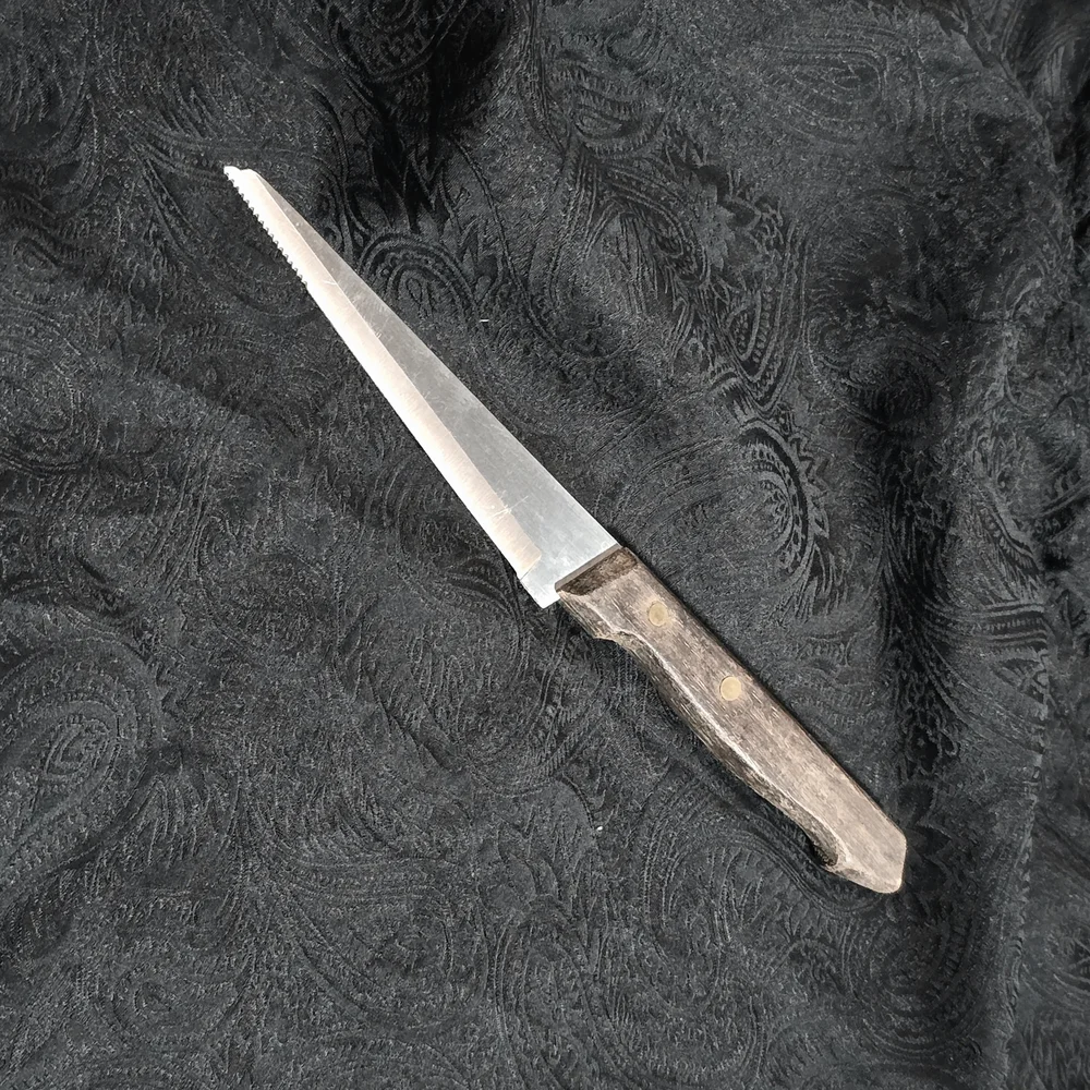COMING SOON Wood Handle Steak Knife Serrated Stainless Blade Rustic MCM Tool